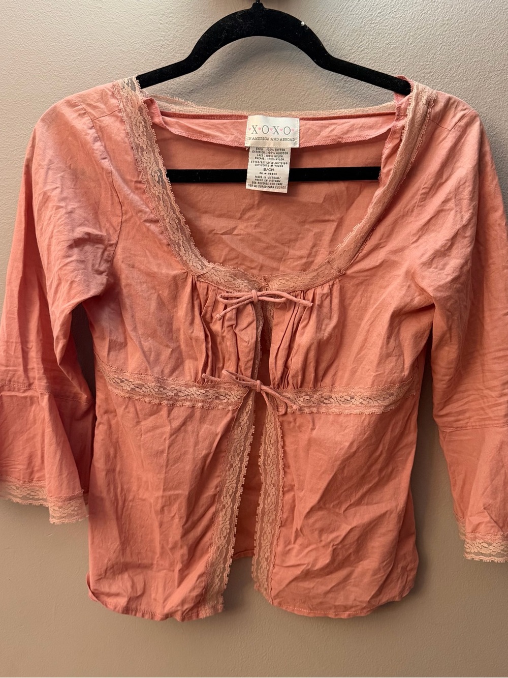 Vintage Y2K XOXO Milkmaid Tie front Blouse